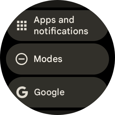 Modes in Settings
