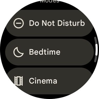 Modes in Settings