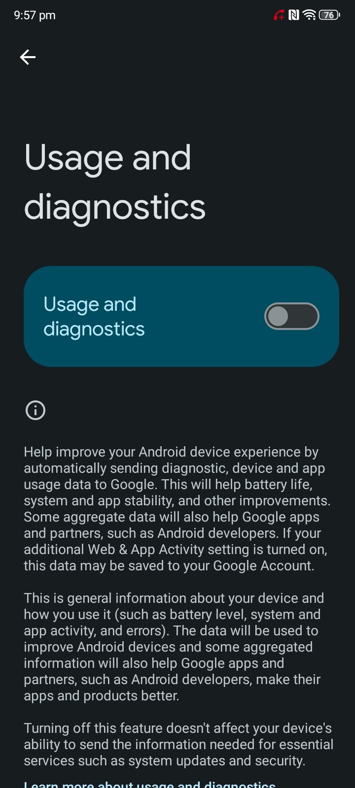 Usage and Diagnostics data is explicitly disabled in settings, yet log data continues to be collected